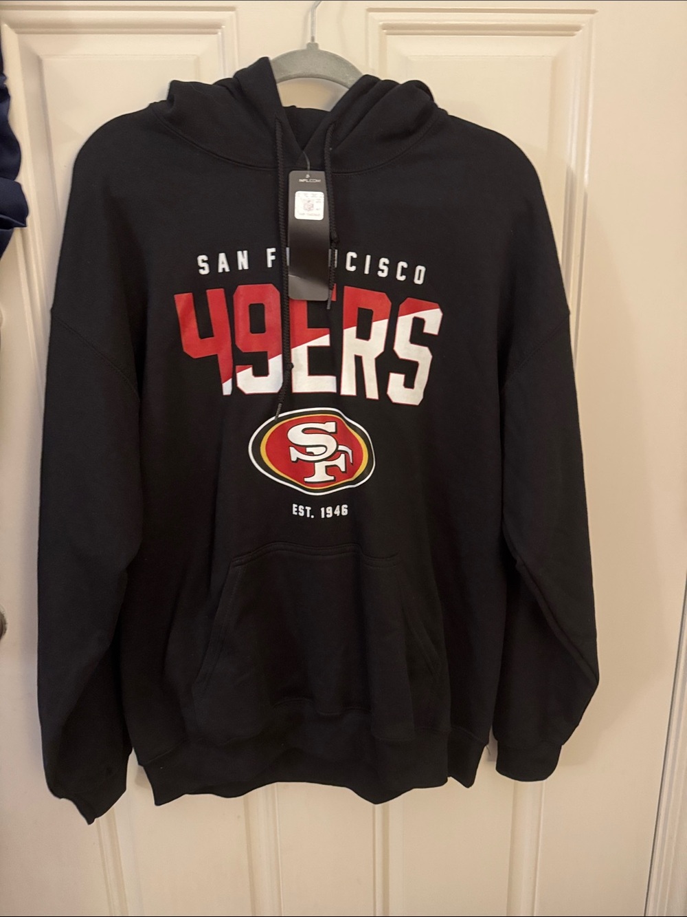 Team Apparel San Francisco 49ers Black Pullover Hoodie with Red & White Logo